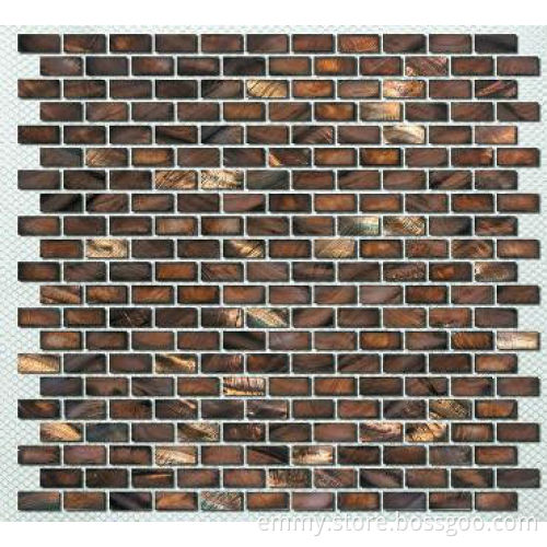 Dyed brown brick china river shell mosaic wall tile